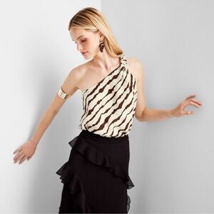 Nwt Women's One Shoulder Knot Top Future Collective with Jenee Naylor Large